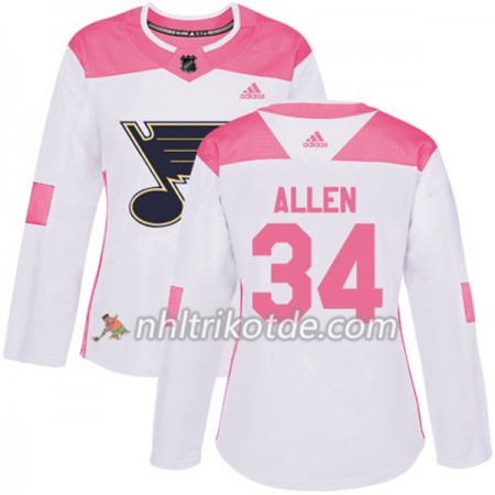 St. Louis Blues Trikot Jake Allen 34 Adidas 2017-2018 Weiß Pink Fashion Authentic - Dame